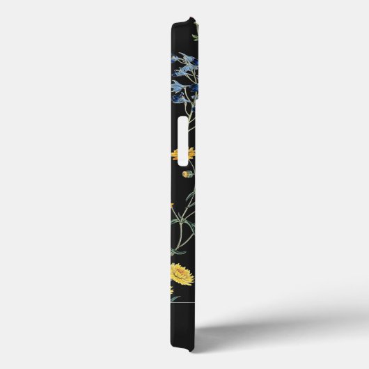 Elegant Modern Wildflower Naam op zwart Case-Mate iPhone Case (Achterkant / Rechts)