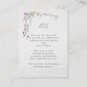 Elegant modern Wildflower script bruiloft Informatiekaartje (Voorkant)