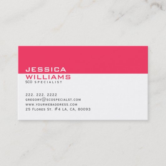 Elegant modern wit & diep roze SEO-specialist Visitekaartje (Voorkant)