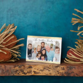 Elegant Modern Wit & Goud Voeg Uw Foto Familie Fotoplaat (Zijkant)