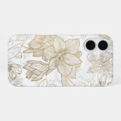 Elegant modern wit grijs goud marmer bloemen iPhone 16 hoesje (Achterkant horizontaal)