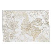 Elegant modern wit grijs goud marmer bloemen kussensloop (Achterkant-Rechts)