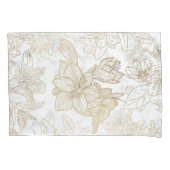 Elegant modern wit grijs goud marmer bloemen kussensloop (Voorkant-Links)