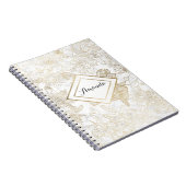 Elegant modern wit grijs goud marmer bloemen notitieboek (Rechterzijde)