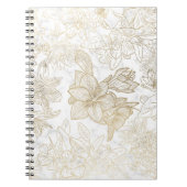 Elegant modern wit grijs goud marmer bloemen notitieboek (Voorkant)