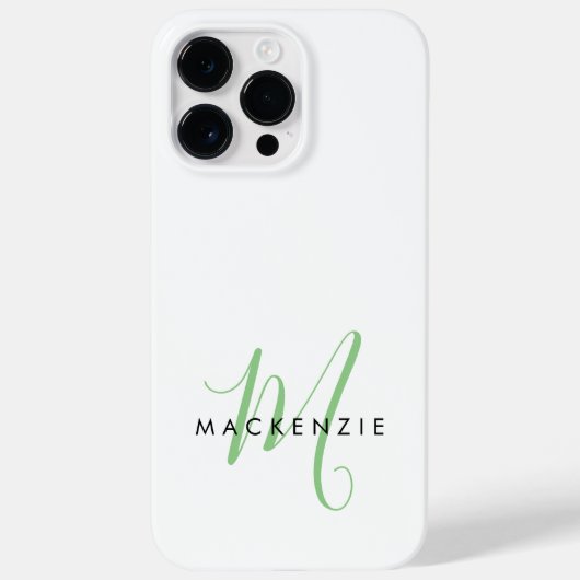 Elegant Modern Wit Groen Script Monogram Case-Mate iPhone Case (Achterkant)