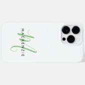 Elegant Modern Wit Groen Script Monogram Case-Mate iPhone Case (Achterkant (horizontaal))