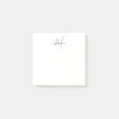 Elegant Modern Wit Groen Script Monogram Post-it® Notes (Voorkant)