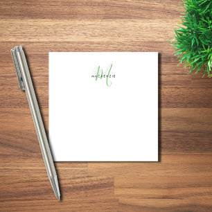 Elegant Modern Wit Groen Script Monogram Post-it® Notes