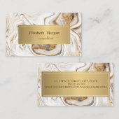 Elegant Modern Wit Marmer Goud Visitekaartje (Voorkant / Achterkant)