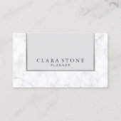 Elegant modern wit marmer grijs en zilver visitekaartje (Voorkant)