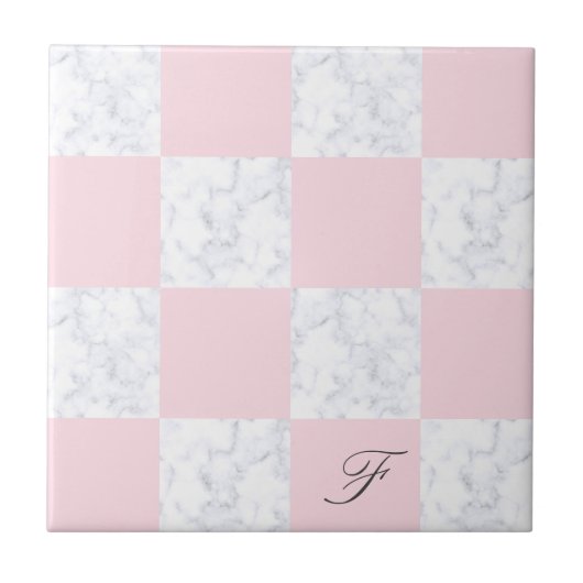 Elegant modern wit marmer roze gerookt tegeltje (Voorkant)