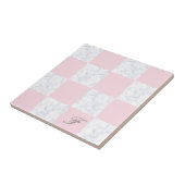 Elegant modern wit marmer roze gerookt tegeltje (Zijkant)
