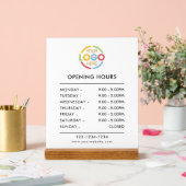 Elegant modern wit | Openingstijden Business Logo Acryl Bord (Huwelijk)