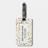 Elegant, modern, wit papier met goudluipaard bagagelabel (Achterkant verticaal)