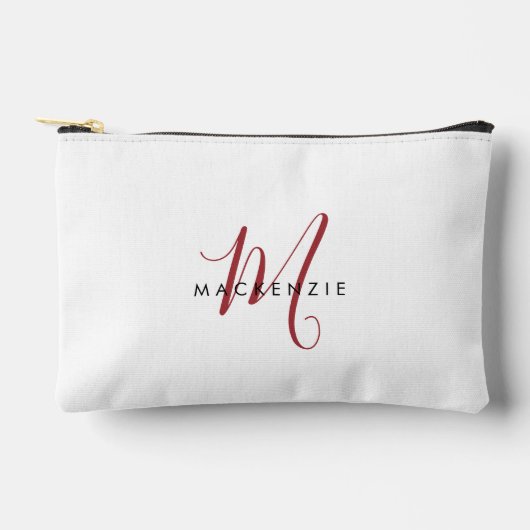 Elegant Modern Wit Rode Script Monogram Etui (Voorkant)