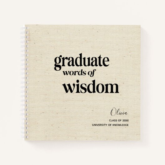 Elegant Modern Words Wisdom Afstuderen Notitieboek (Voorkant)