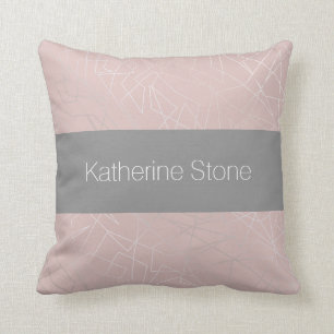 Elegant modern zilver geometrisch driehoekje roze kussen