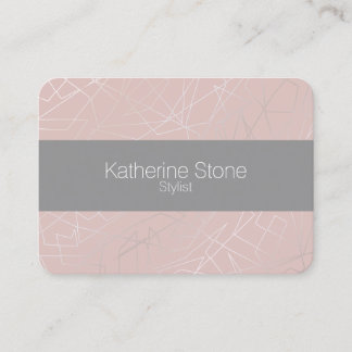 Elegant modern zilver geometrisch driehoekje roze visitekaartje