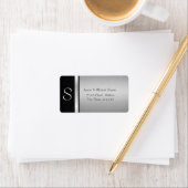 Elegant modern zilver/zwart monogram bruiloft etiket (Insitu)