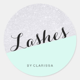 Elegant modern zilveren glitter groene riemen ronde sticker