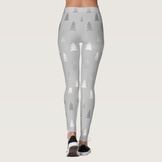 elegant modern zilveren kerstboompatroon leggings (Achterkant)