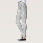 elegant modern zilveren kerstboompatroon leggings (Links)