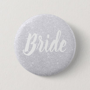 Elegant modern zilverglitter bruidbruiloft ronde button 5,7 cm