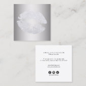 Elegant modern zilverglitter lipt make-up kunstena vierkante visitekaartje (Voorkant / Achterkant)