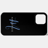 Elegant modern zwart blauw Script-monogram Case-Mate iPhone Case (Achterkant (horizontaal))