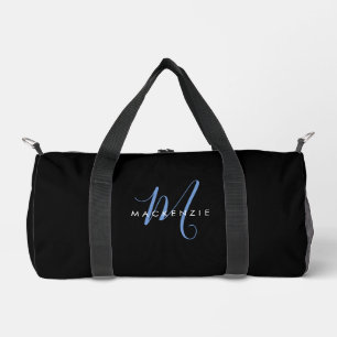 Elegant Modern Zwart Blauw Script Monogram Plunjezak