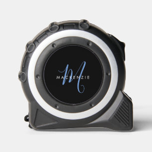 Elegant modern zwart blauw Script-monogram Rolmaat