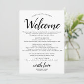 Elegant Modern Zwart Bruiloft Reisschema Programma (Staand voorkant)