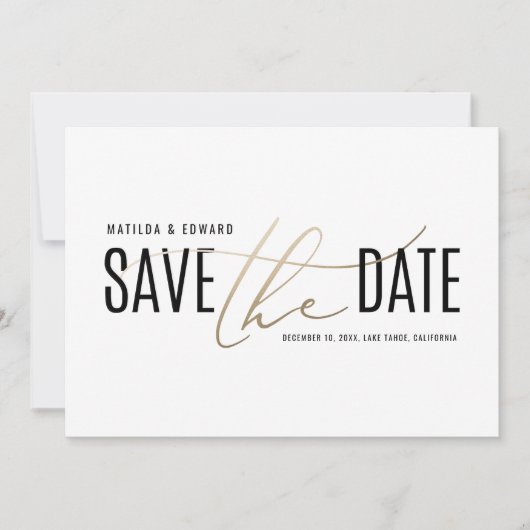 Elegant modern zwart en goud met uitzondering van save the date (Voorkant)