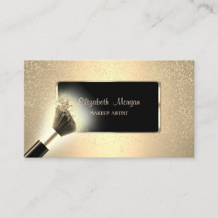 Elegant Modern,Zwart Frame,Confetti,Make-up Kwast Visitekaartje