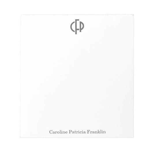 Elegant modern zwart Geometrische monogram Initial Notitieblok (Voorkant)