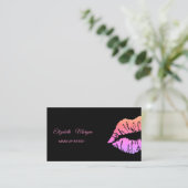 Elegant modern zwart, glitter lips visitekaartje (Staand voorkant)