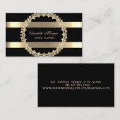 Elegant modern, zwart, Gold Lijst gestript Visitekaartje (Voorkant / Achterkant)