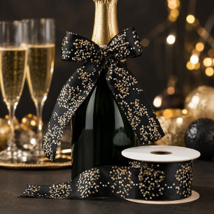 elegant modern zwart goud confetti feest lint