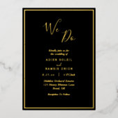 Elegant modern zwart goud dat we wedden folie uitnodiging (Voorkant)