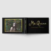 Elegant Modern Zwart Goud Foto Quinceañera Gastenboek (Volledig)