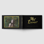 Elegant Modern Zwart Goud Foto Quinceañera Gastenboek (Volledig)