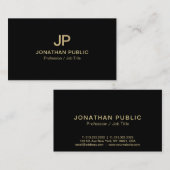 Elegant Modern Zwart Goud Monogram Luxe Chic Visitekaartje (Voorkant / Achterkant)