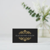 Elegant modern zwart goud visitekaartje (Staand voorkant)
