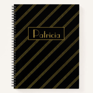 Elegant modern zwart met gestippelde gouden lijnen notitieboek