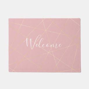 Elegant modern zwart roze goud geometrisch patroon deurmat