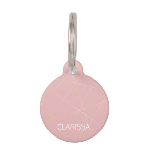 Elegant modern zwart roze goud geometrisch patroon huisdierpenning