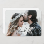 Elegant & Modern Zwart Script Bedankt Fotokaart (Voorkant / Achterkant)