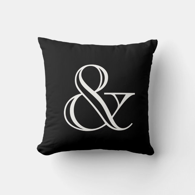 Elegant modern zwart wit ampersand-symbool kussen (Voorkant)