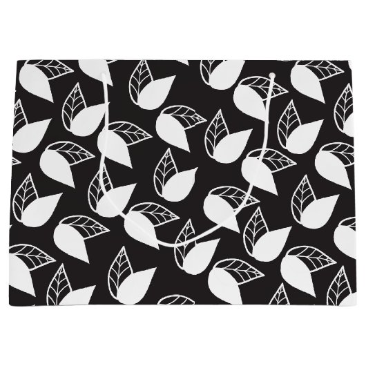 Elegant modern zwart-wit blad groot cadeauzakje (Voorkant)